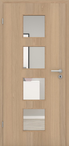 Zimmertür Echtholz Furnier Ahorn mit Lichtausschnitt No. 2